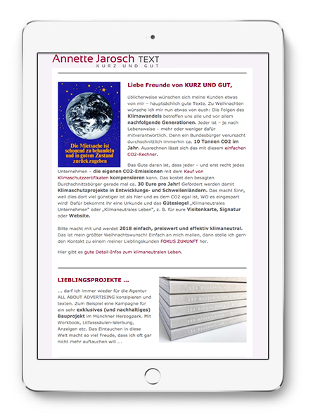 Annette Jarosch Newsletter Dezember 2017